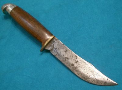 ANTIQUE WESTERN L66 HUNTING SKINNER BOWIE KNIFE WOOD GC Completed